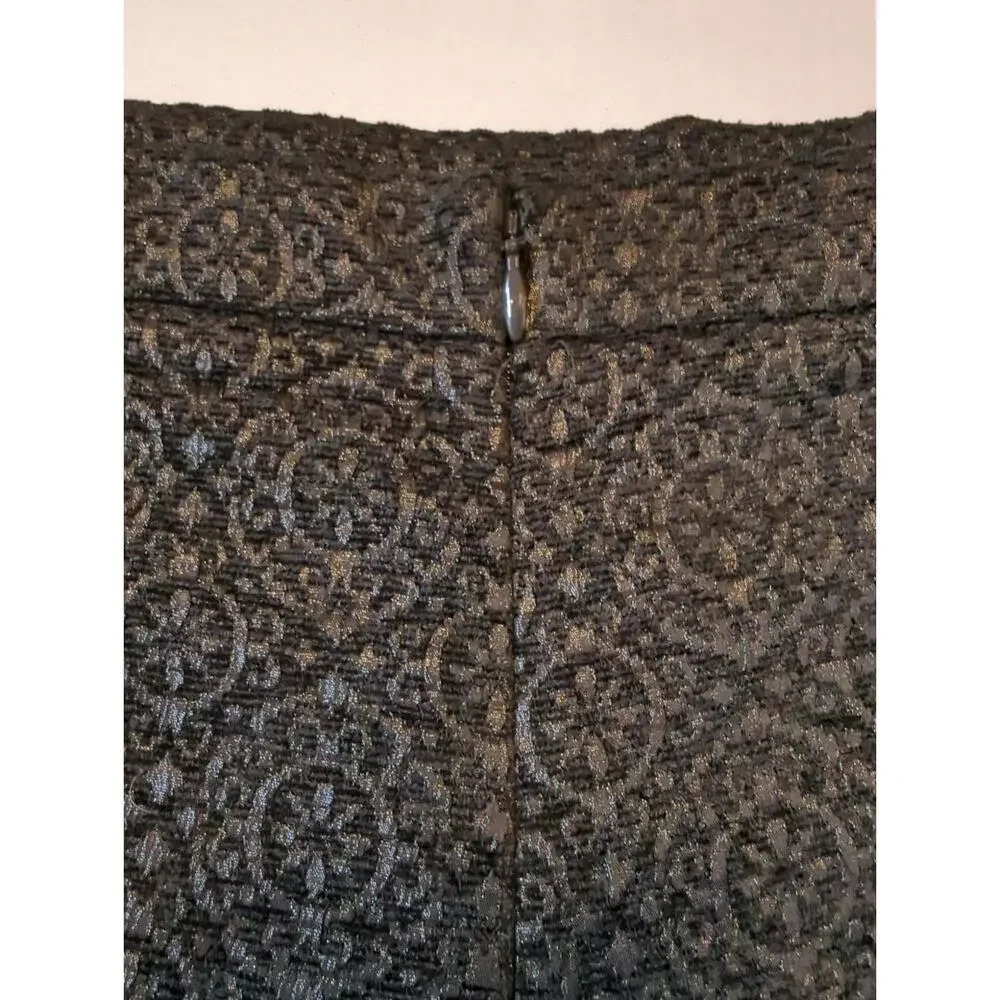 ANN TAYLOR LOFT women's size XXL Black Brocade knee length skirt fully lined